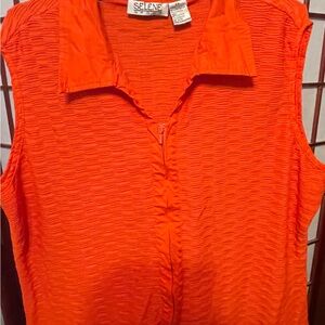 Selene Sport Orange Sleeveless Button Down Blouse 2X Never worn.